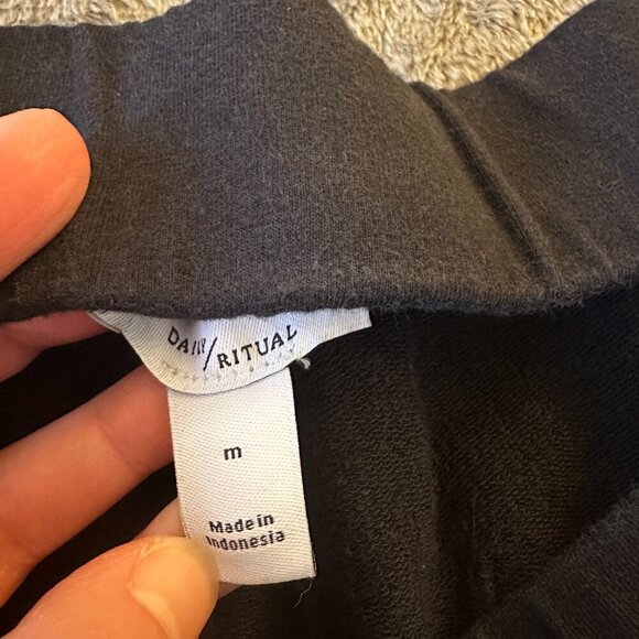 Daily Ritual Terry Cotton Modal Barrel Jogger Pants Black Women's MEDIUM - Picture 4 of 10